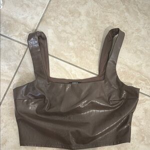 Express Brown Fitted Bustier Tank Top